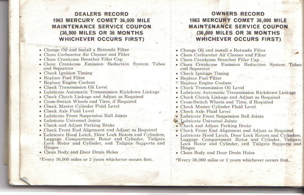 1963 Mercury Comet Owners Manual Page 2